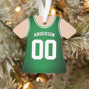 Green & White Team Colours Basketball Tank Ornament