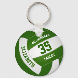 green white team colours boys girls volleyball key ring