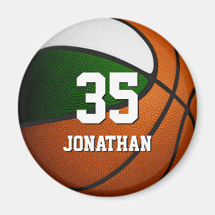 green white team colours realistic basketball magnet