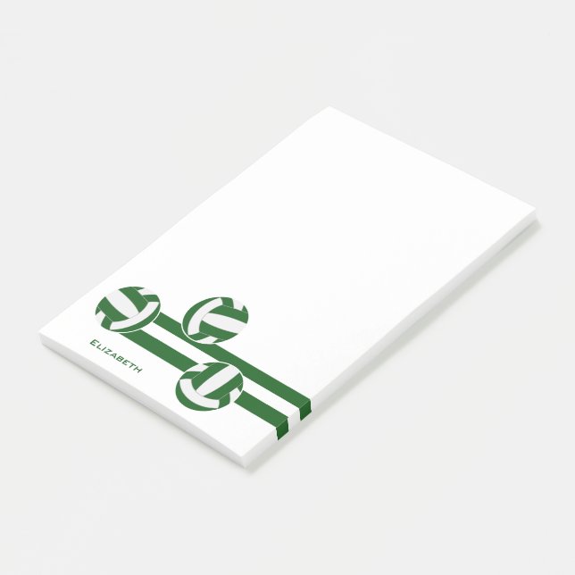 green white team colours volleyballs stripes post-it notes (Angled)