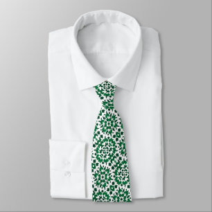 Green & White Tile Large Pattern Tie