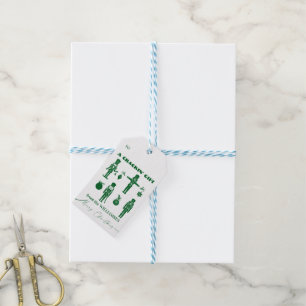 Green & White Trendy Nutcracker Crackin' Gift Tags