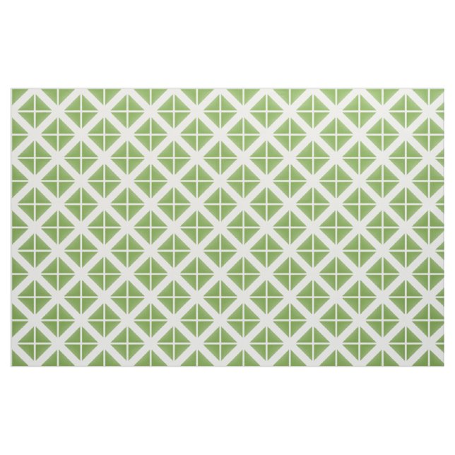 Green White Trendy Triangles Pattern Fabric (Yard)