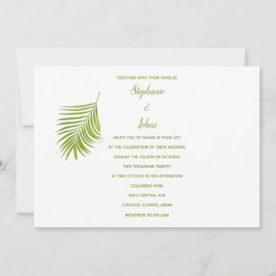 Green White Tropical Palm Leaf Classic Wedding Invitation