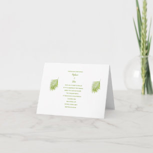 Green White Tropical Palm Leaf Elegant Wedding Invitation
