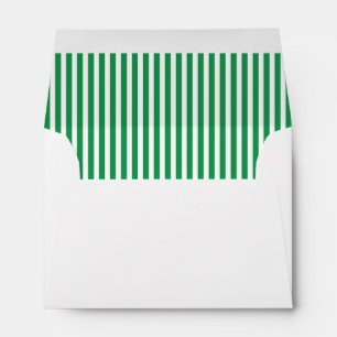 Green White Vertical Stripe Lined Envelopes