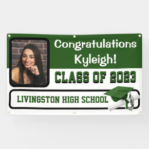 Green & White Vinyl Graduation Banner