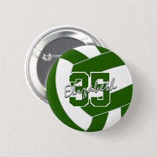 green white volleyball team colours 6 cm round badge