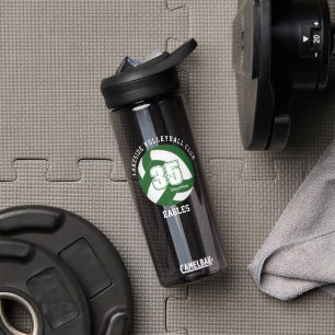 green white volleyball team colours kids name water bottle