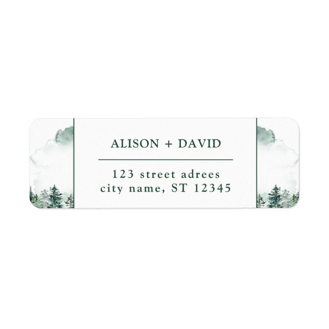 Green White Watercolor Pine Trees Forest Wedding  (Front)