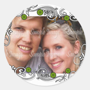 Green white wedding favour seals