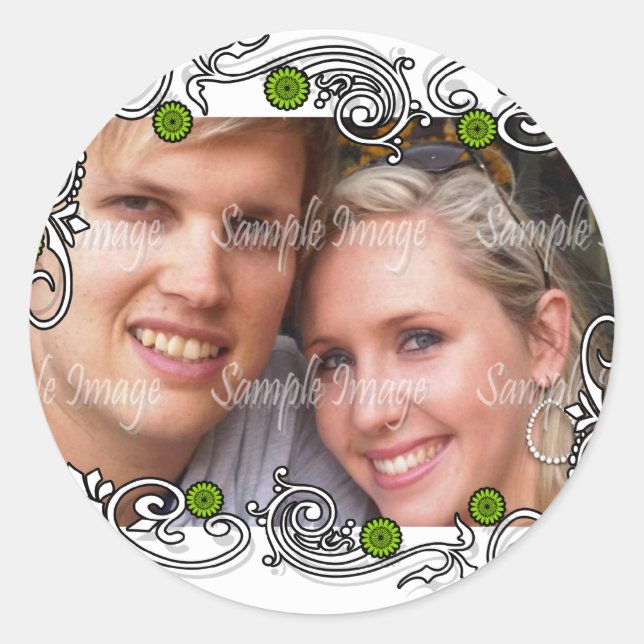 Green white wedding favour seals (Front)