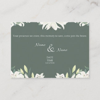 Green & White Wedding Invitation Card