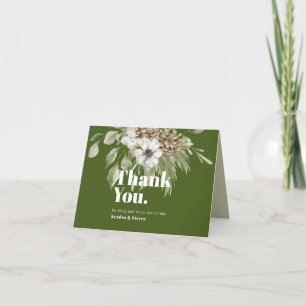 Green & White Winter Forest Bouquet Modern  Thank You Card