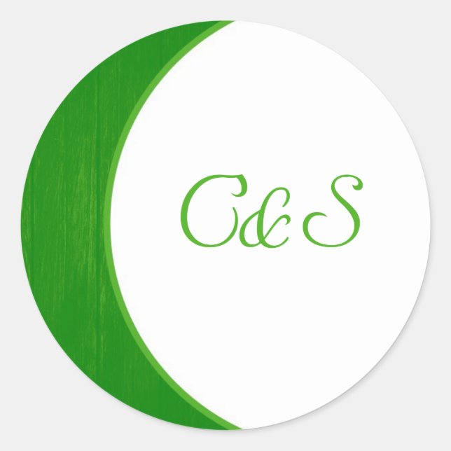 Green/White Wood Grain Envelope Stickers (Front)