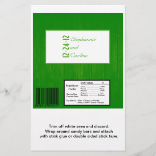 Green/White Wood Grain Wedding Candy Wrapper