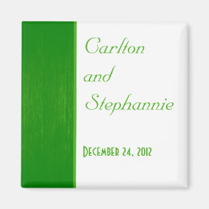 Green/White Wood Grain Wedding Magnet