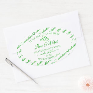 Green White Word Cloud Frame Product Labels Hearts