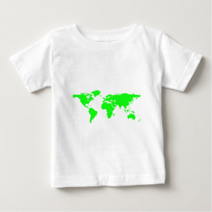 Green White World Map Baby T-Shirt