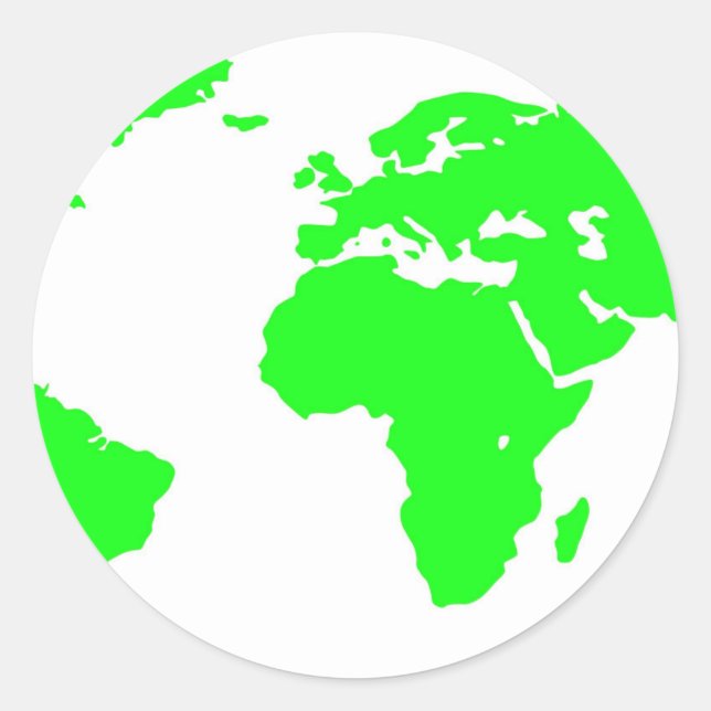 Green White World Map Classic Round Sticker (Front)