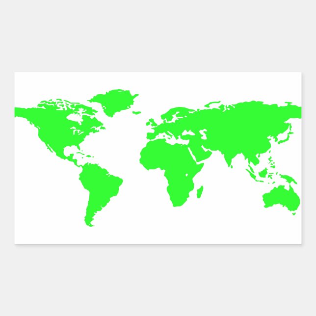 Green White World Map Rectangular Sticker (Front)