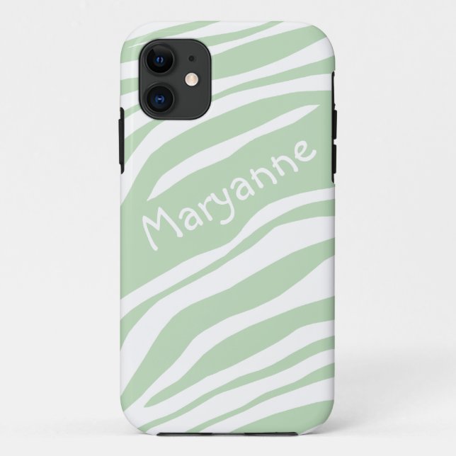 Green & White Zebra Print iPhone 5 Case (Back)