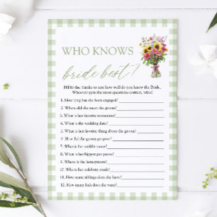Green Who Knows The Bride Best Bridal Shower Game Invitation