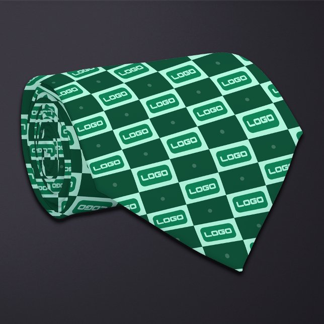 Green (Wide Rectangle) Logo Chequerboard  Tie (Creator Uploaded)