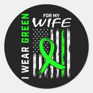 Green Wife Kidney Disease Cerebral Palsy Awareness Classic Round Sticker
