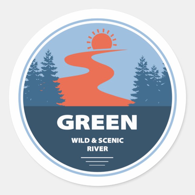Green Wild And Scenic River Classic Round Sticker (Front)
