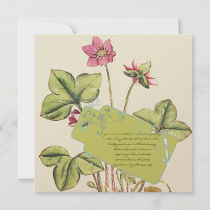 Green Wild Flower  Dinner Invitations