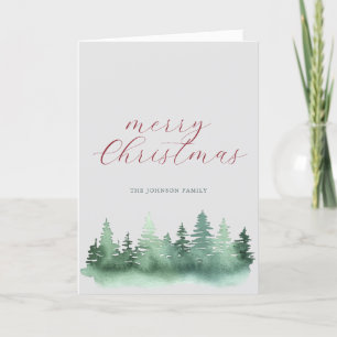 Green Wild Forest Christmas Trees Holiday Card