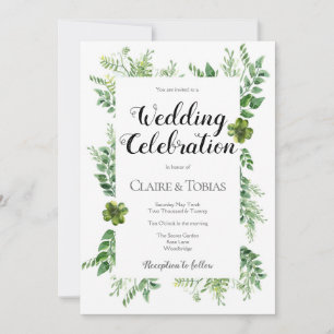 Green Wild Herb Spring Foliage Wedding Invitation