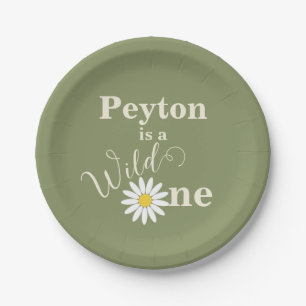 Green Wild One First Birthday Paper Plate