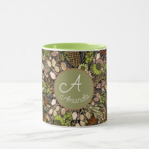 Green Wildflower Garden Pattern  Mug