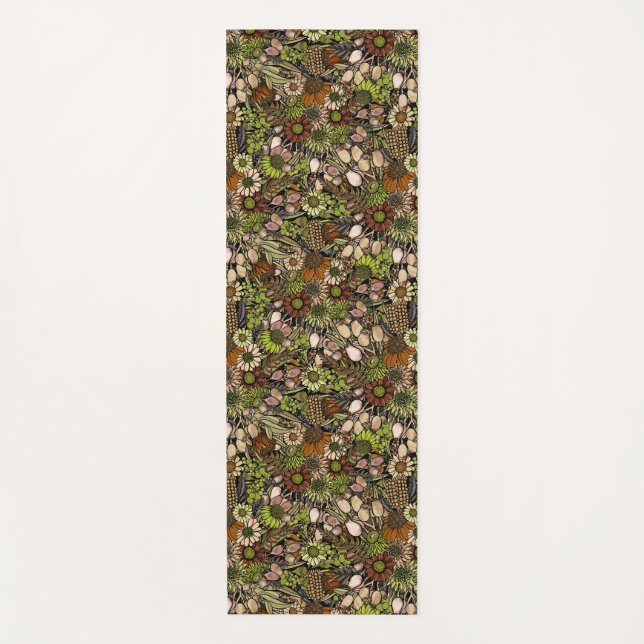Green Wildflower Garden Yoga Mat (Front)