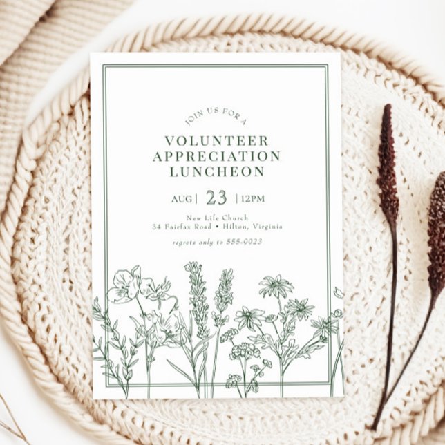Green Wildflower Luncheon Volunteer Appreciation Invitation (Creator Uploaded)