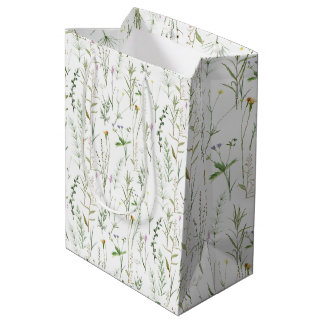 Green wildflowers  medium gift bag