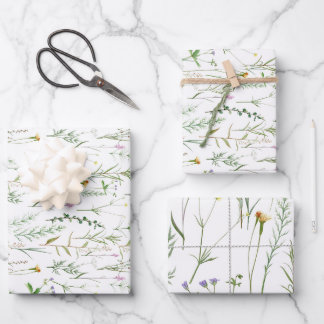 Green wildflowers  wrapping paper sheet