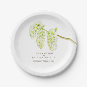 Green willow catkins custom wedding plates