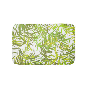 Green Willow Leaves Bath Mat