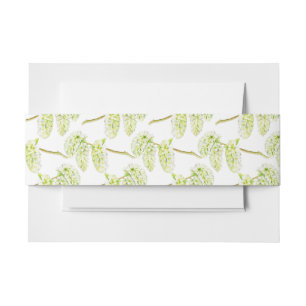 Green willow spring catkins watercolor invitation belly band