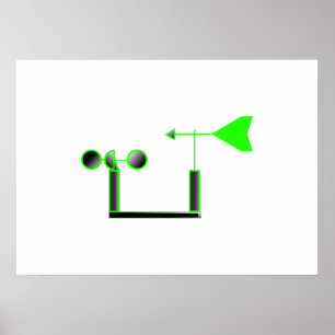 Green Wind Speed and Weather Vane Poster