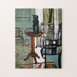Green Window  Window,  Black Cat Jigsaw Puzzle