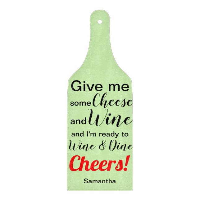 Green Wine Humour Glass Cutting Board (Front)
