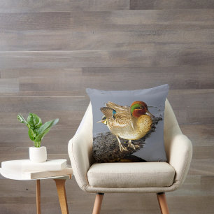 Green Wing Teal Duck Pillow