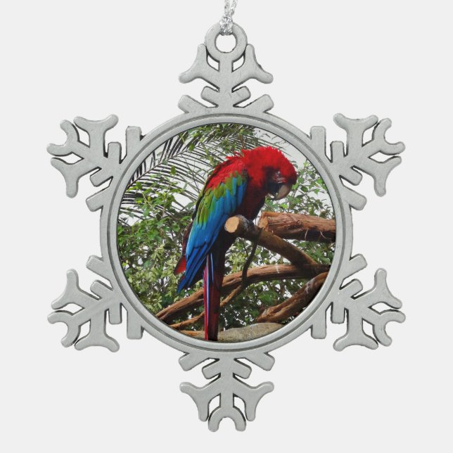 Green-winged Macaw #1 Snowflake Ornament (Front)