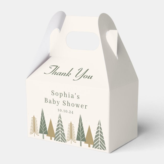 Green Winter Baby Shower Thank You Favour Box (Front Side)