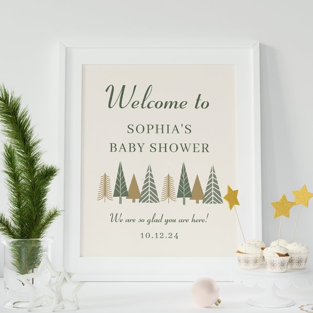 Green Winter Baby Shower Welcome Sign (Creator Uploaded)
