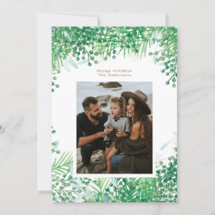 Green Winter Berries Christmas Holiday Photo Card